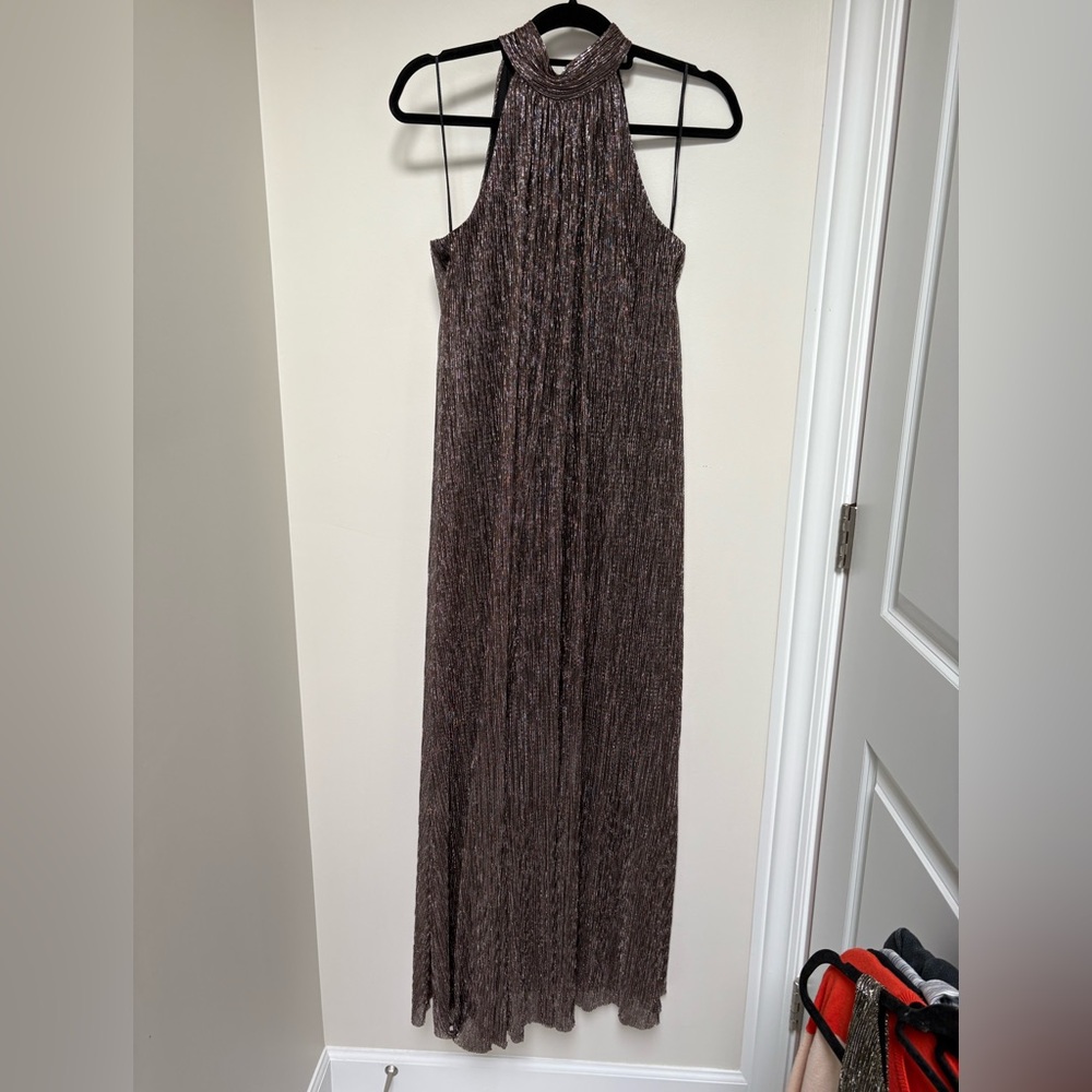 STATE Shimmering Brown Maxi Romper Dress